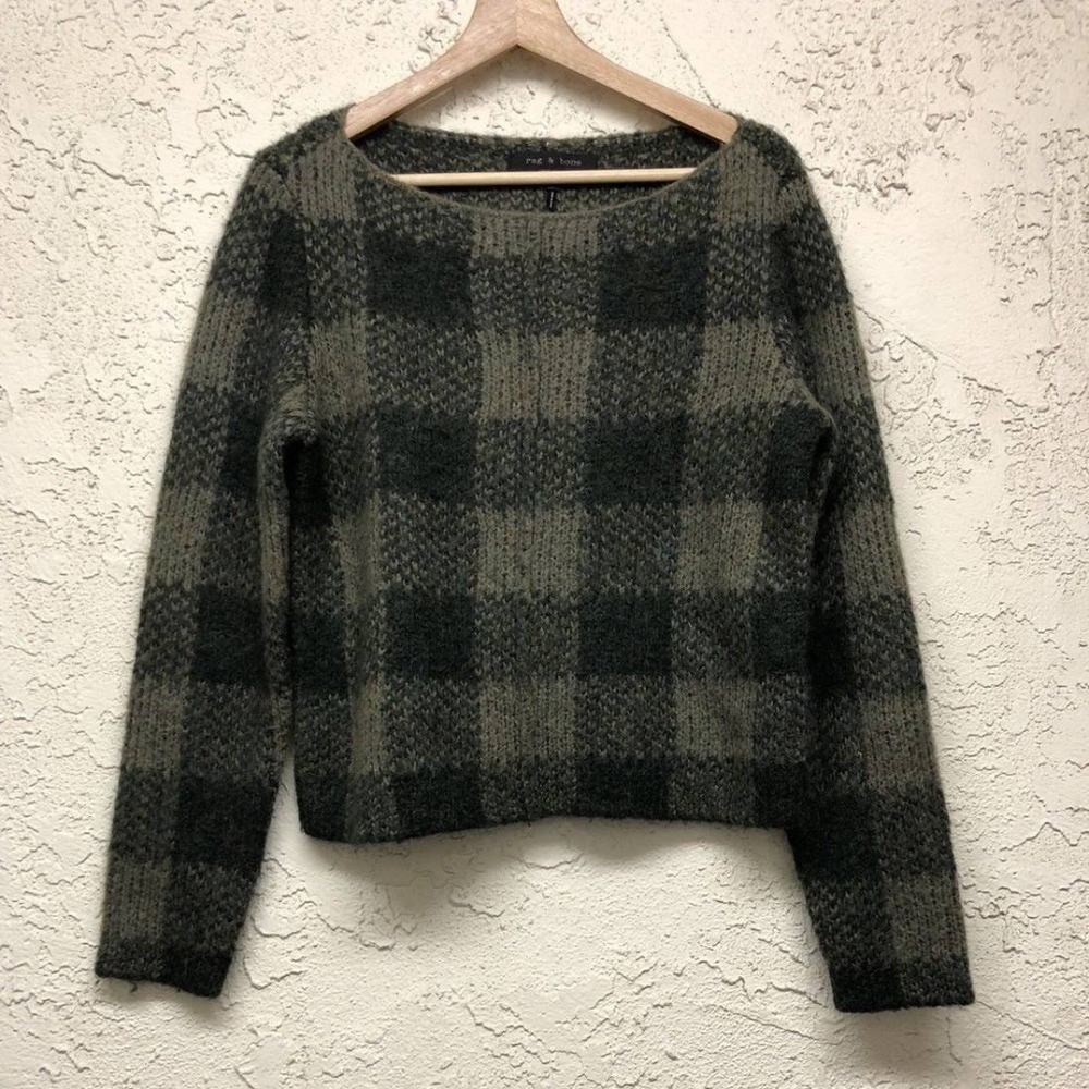 Rag and Bone RAG & BONE sz M teal/olive plaid wide